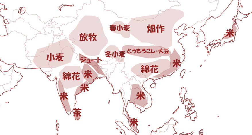 アジアの農産物地図
