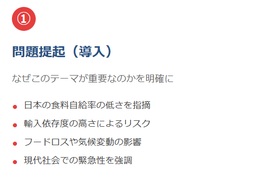 ① 問題提起（導入）