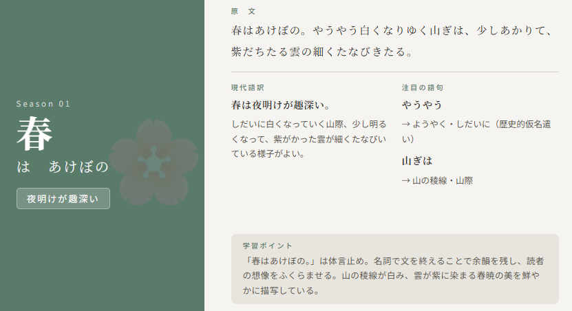 枕草子（第一段）のポイント②