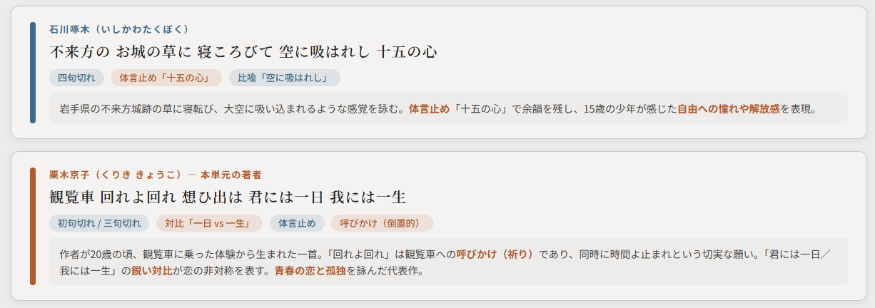 短歌に親しむのポイント③